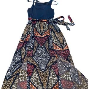 Love Fire Boho Maxi Dress | Navy blue/ floral | Size: M